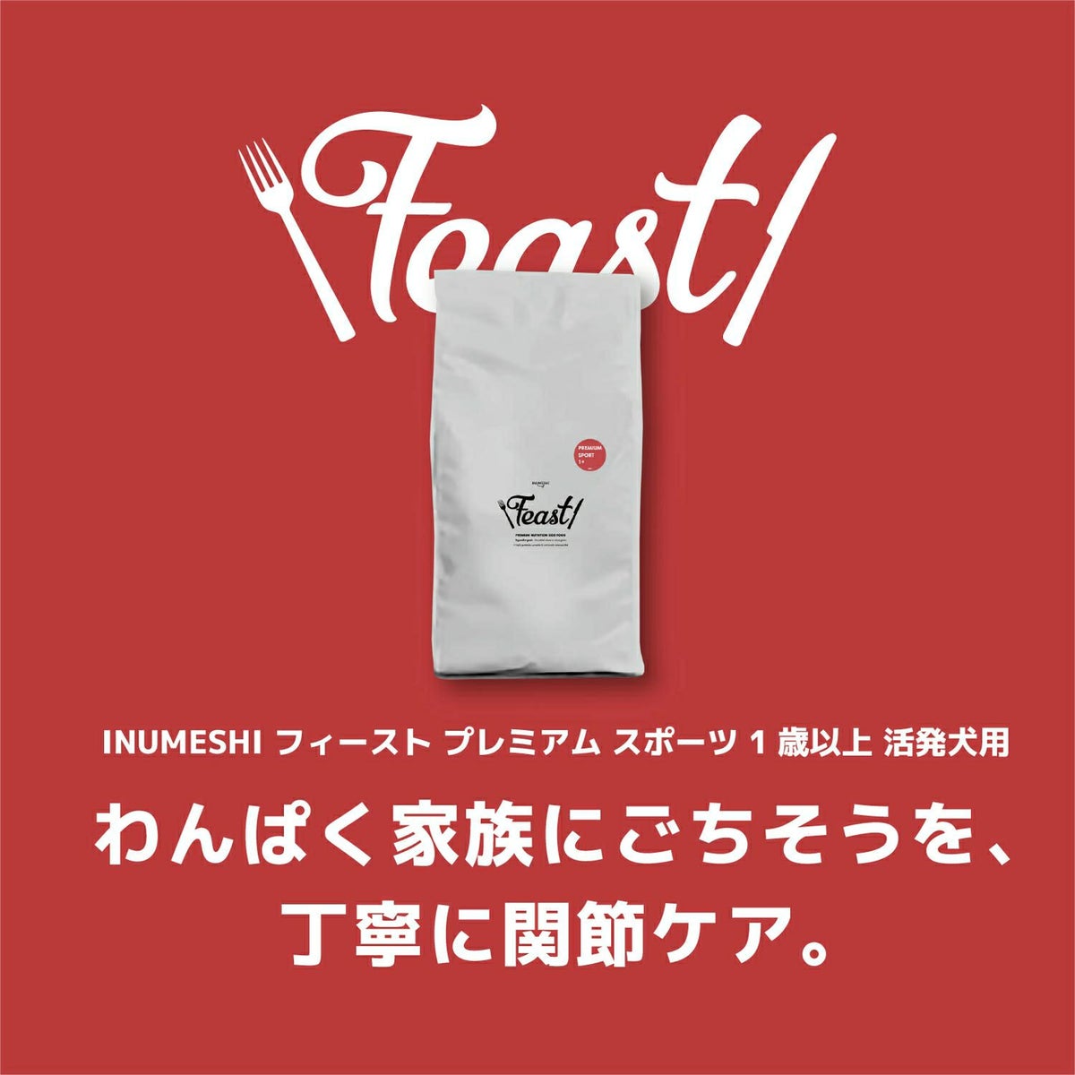 INUMESHI　フィースト　プレミアム　スポーツ　1歳以上　活発犬用　200g（100g×2袋）　おためしパック