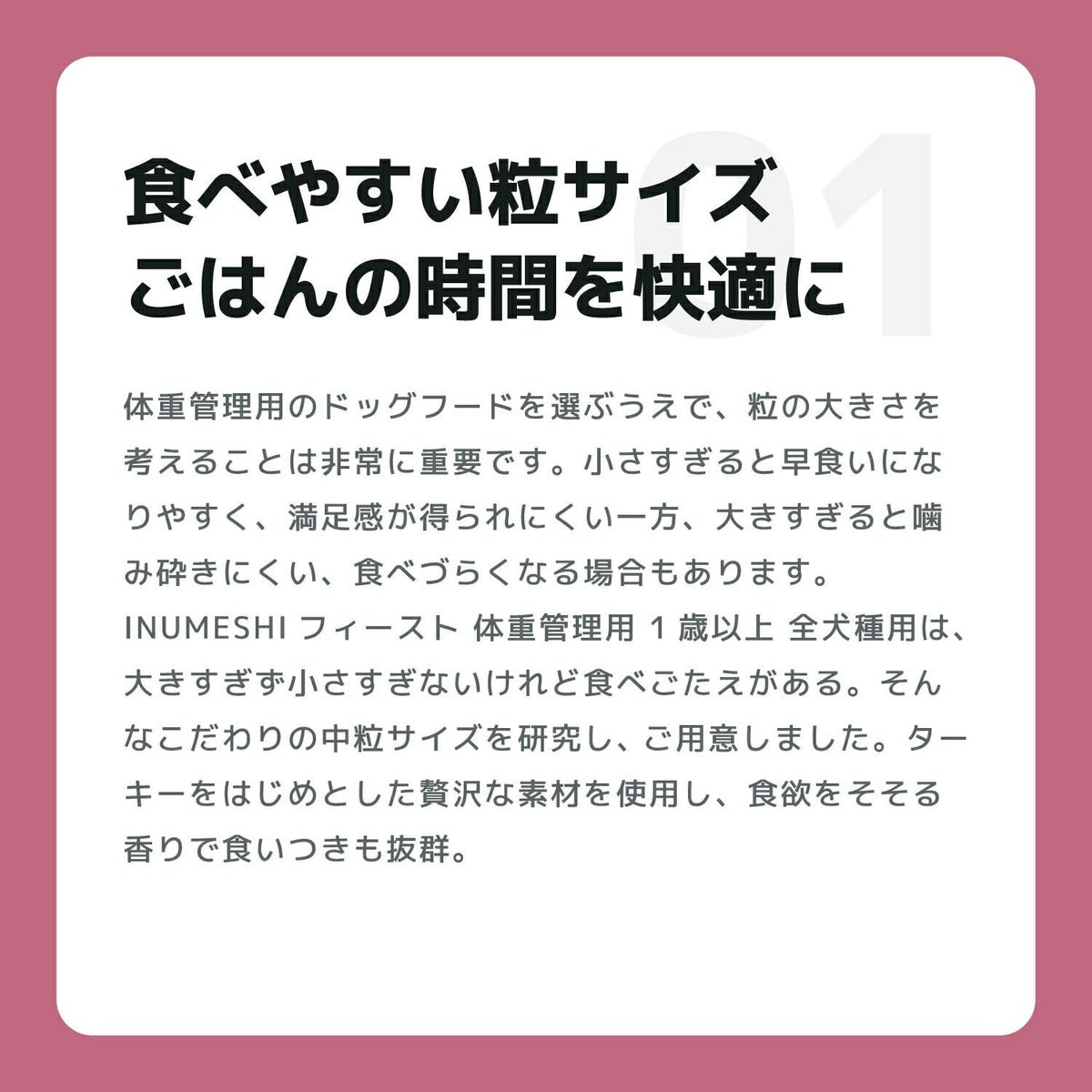 INUMESHI　フィースト　体重管理用　1歳以上　全犬種用　1kg
